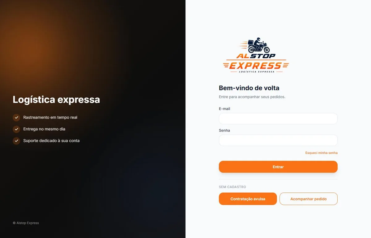 Portal do cliente Alstop com a marca